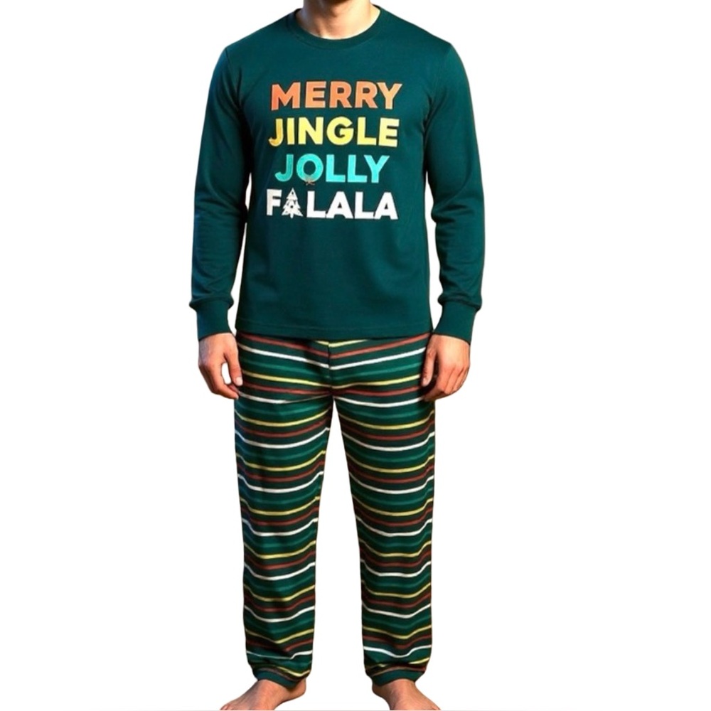 New Men’s Merry Jingle Mix It Family Pajama Set Size L